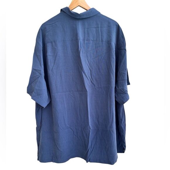 Roundtree & Yorke Blue Button-Front Short Sleeve Shirt 3XB - Picture 4 of 11